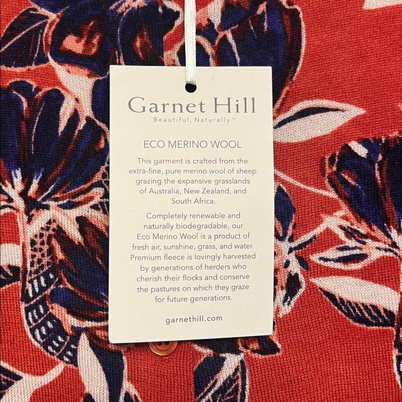 Garnet Hill Orange and Blue Merino Cardigan - Picture 3 of 5